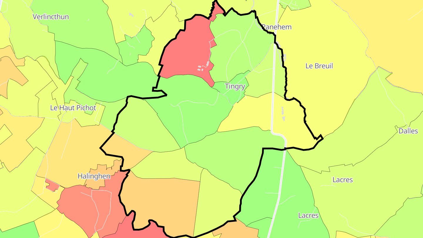 Carte des prix de l'immobilier Tingry