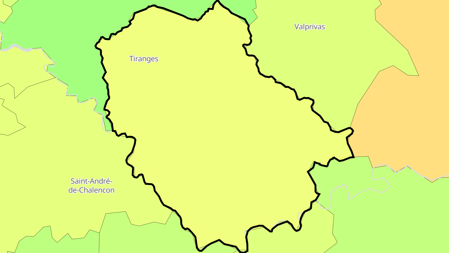 Carte des prix de l'immobilier Tiranges