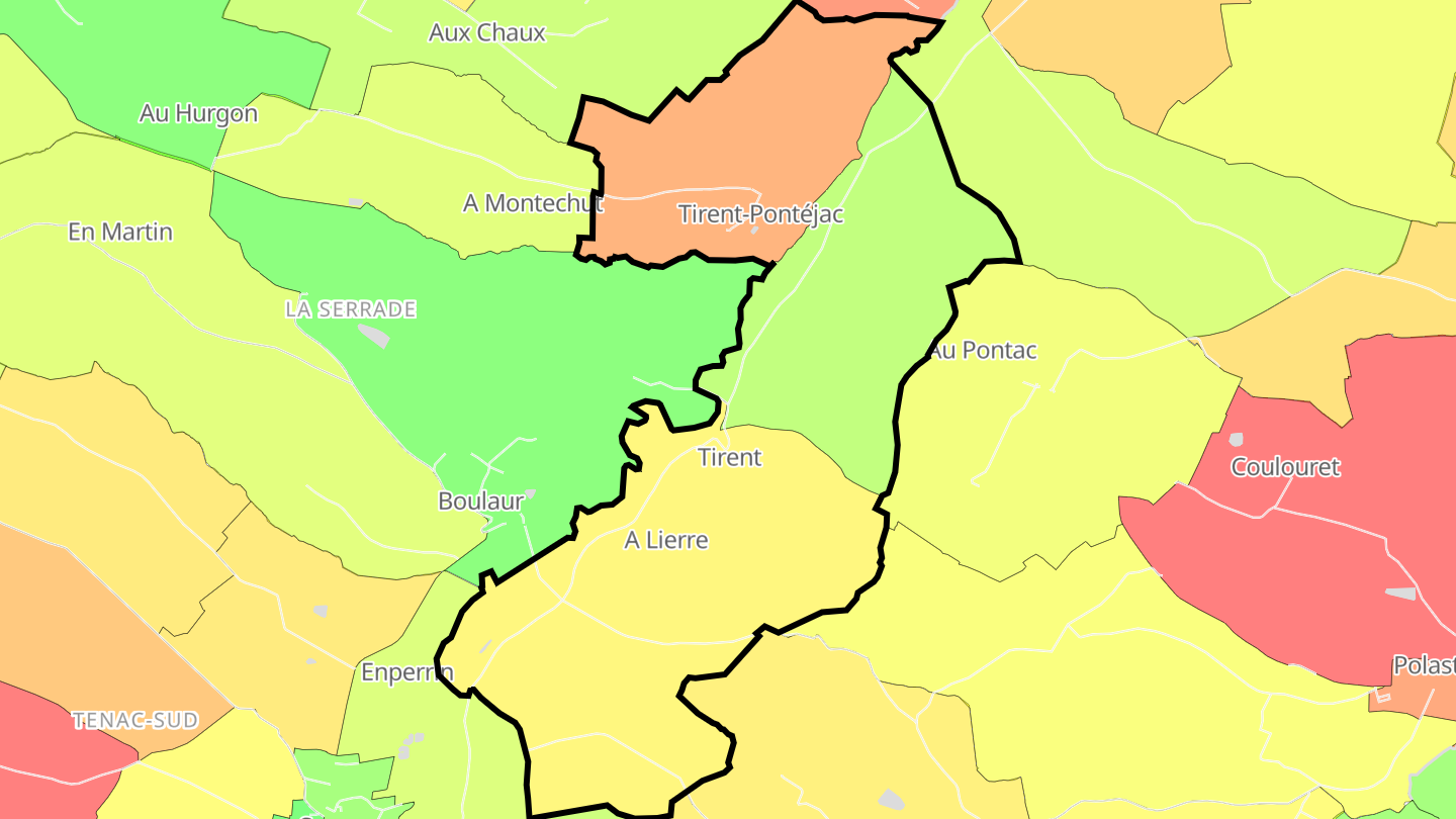 Carte des prix de l'immobilier Tirent-Pontéjac