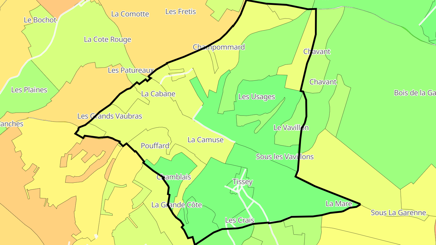 Carte des prix de l'immobilier Tissey