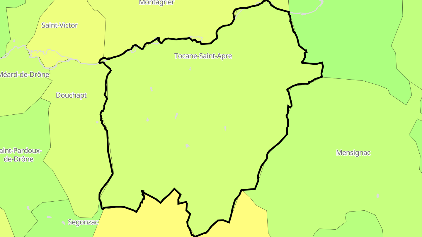 Carte des prix de l'immobilier Tocane-Saint-Apre