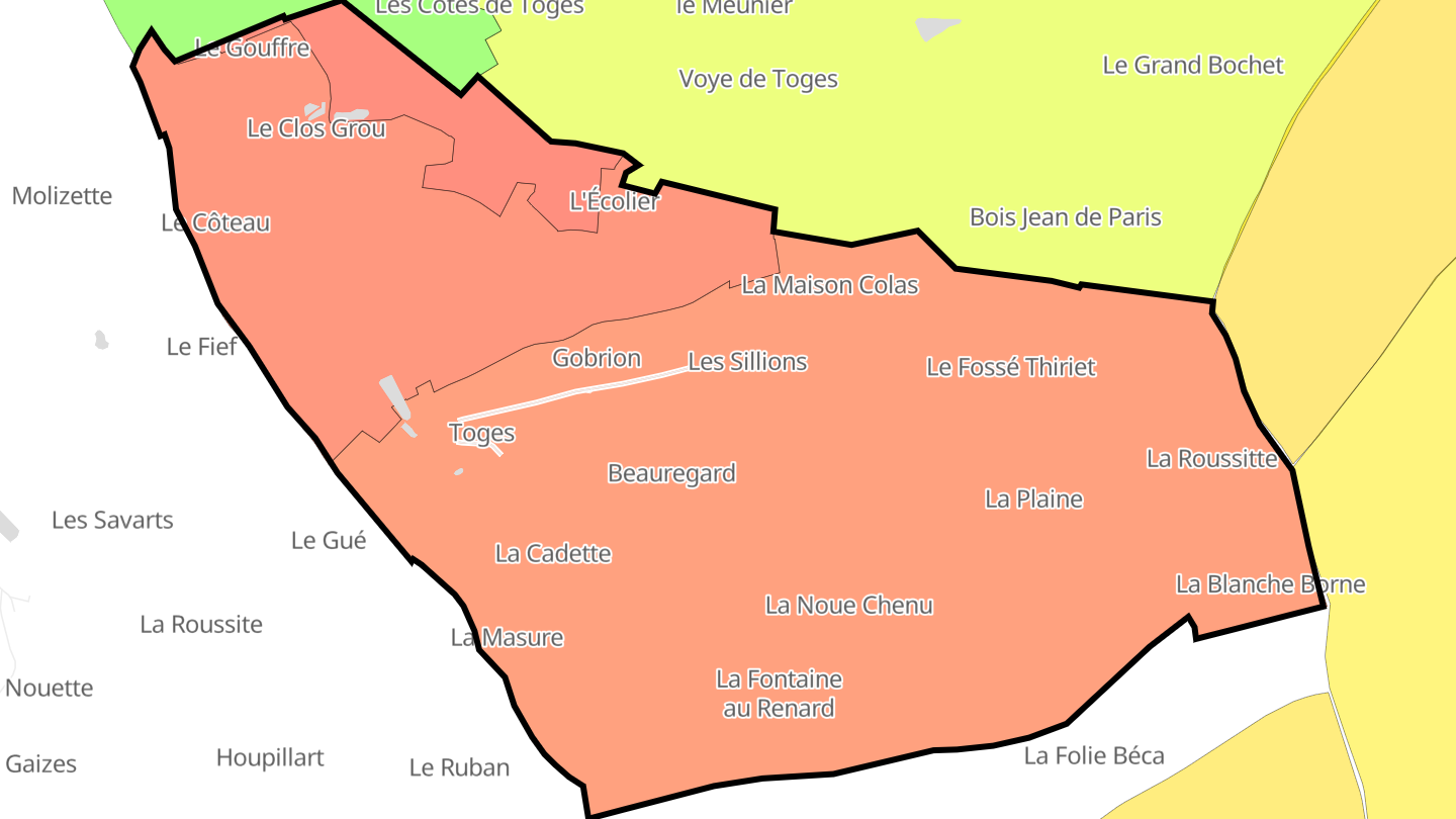 Carte des prix de l'immobilier Toges