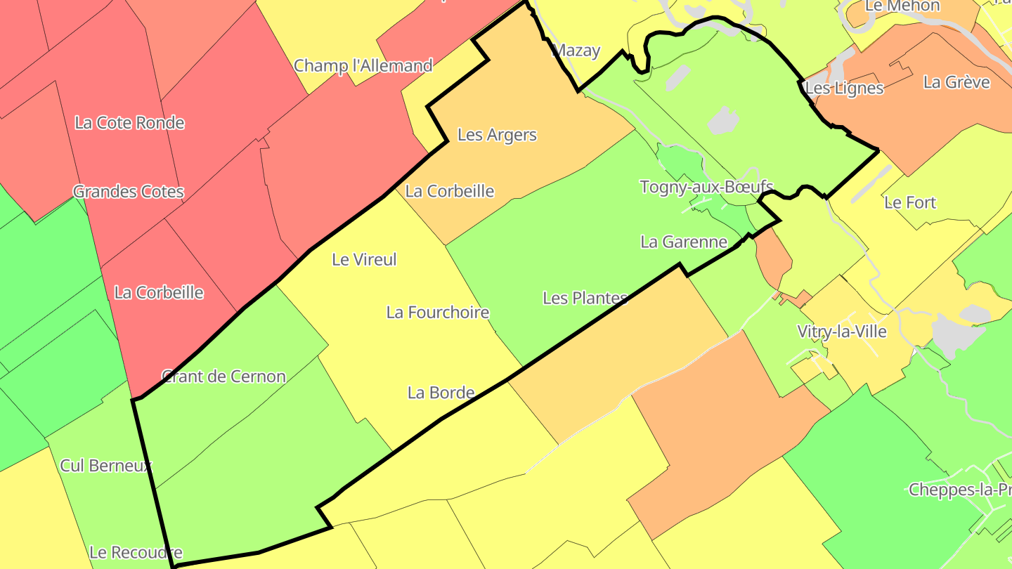 Carte des prix de l'immobilier Togny-aux-Bœufs