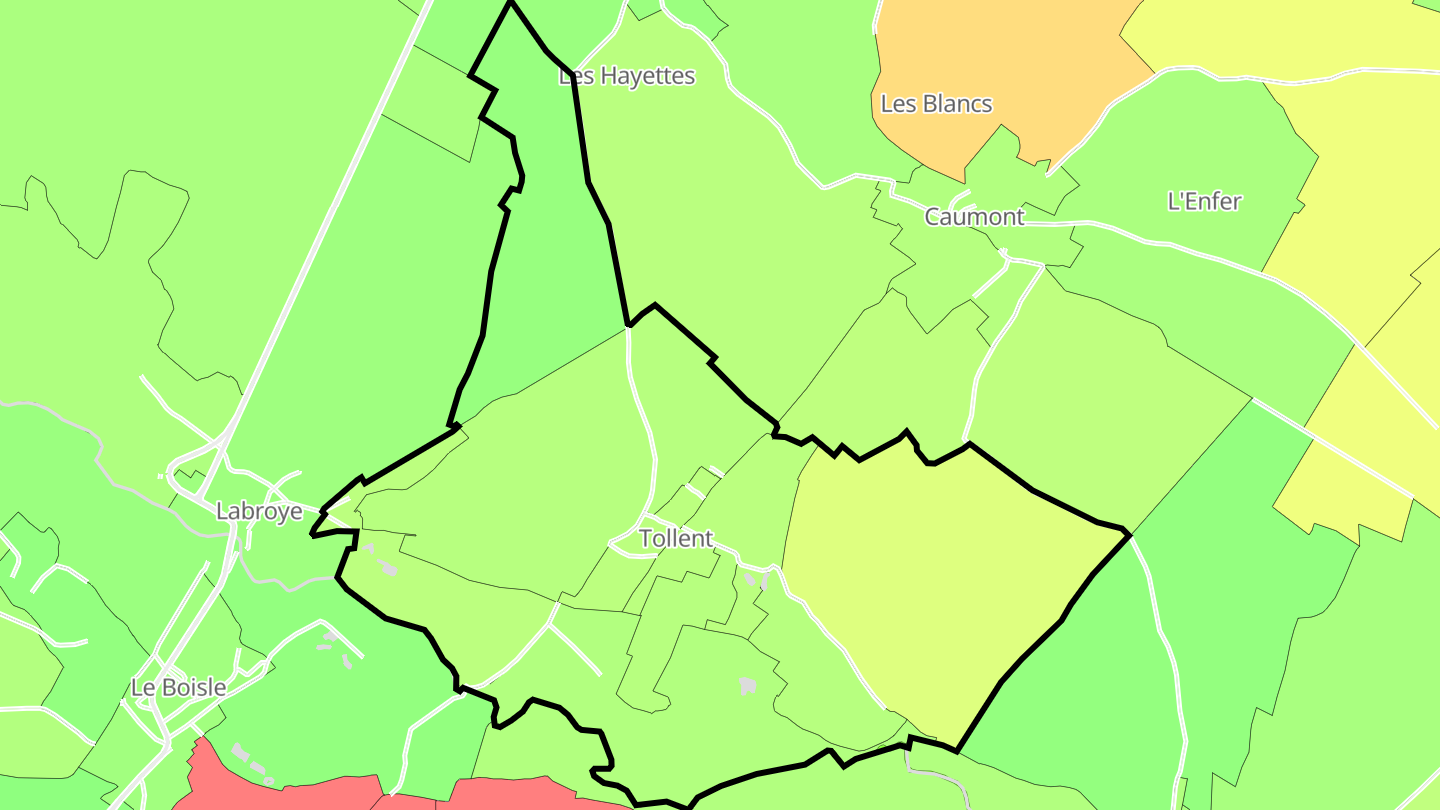 Carte des prix de l'immobilier Tollent