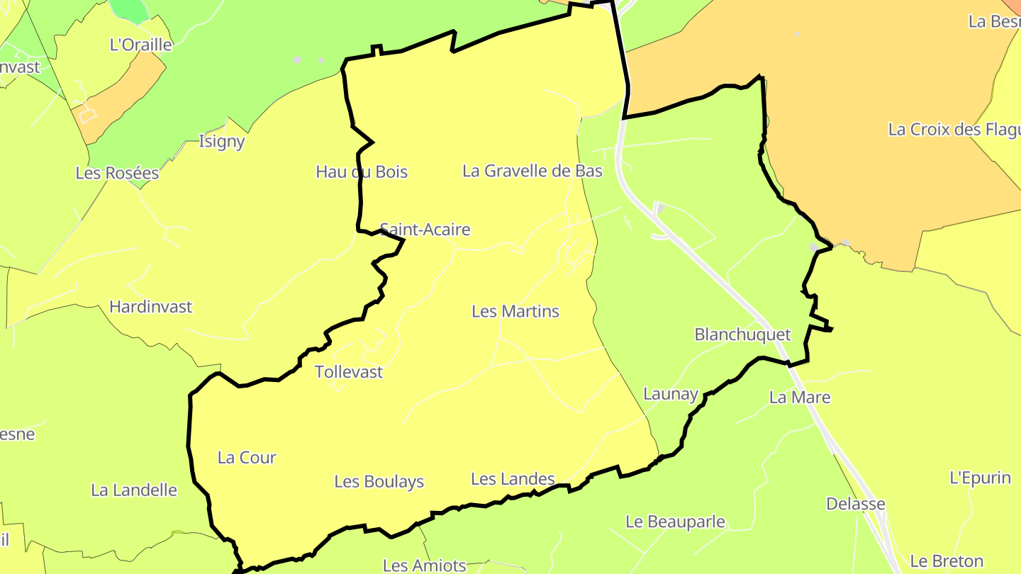 Carte des prix de l'immobilier Tollevast