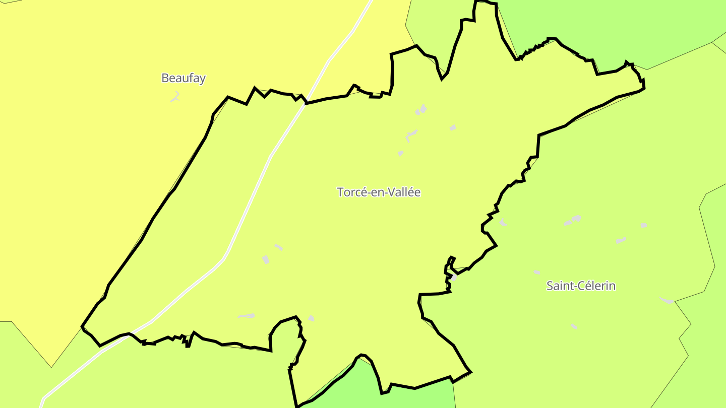 Carte des prix de l'immobilier Torcé-en-Vallée