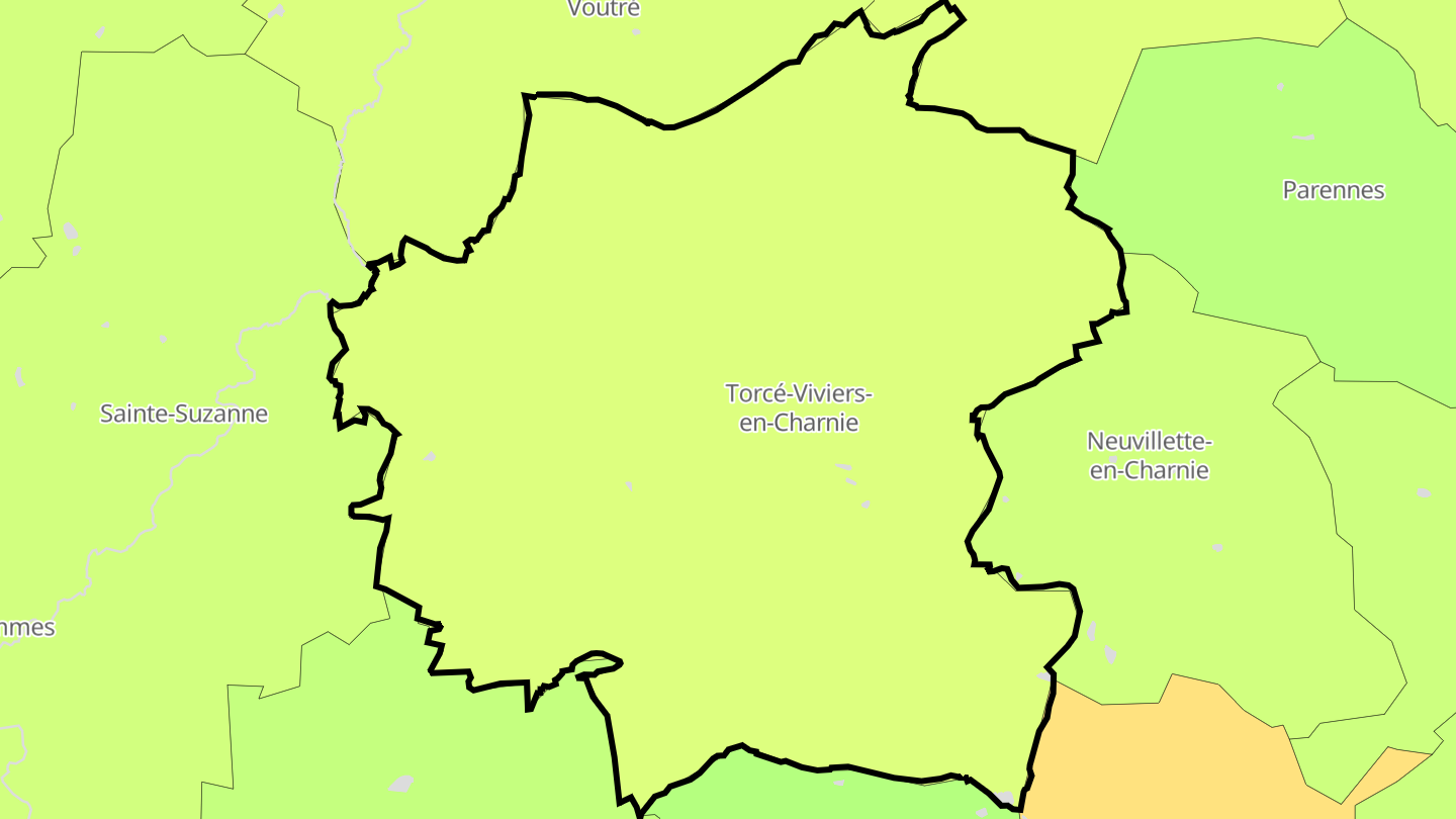 Carte des prix de l'immobilier Torcé-Viviers-en-Charnie