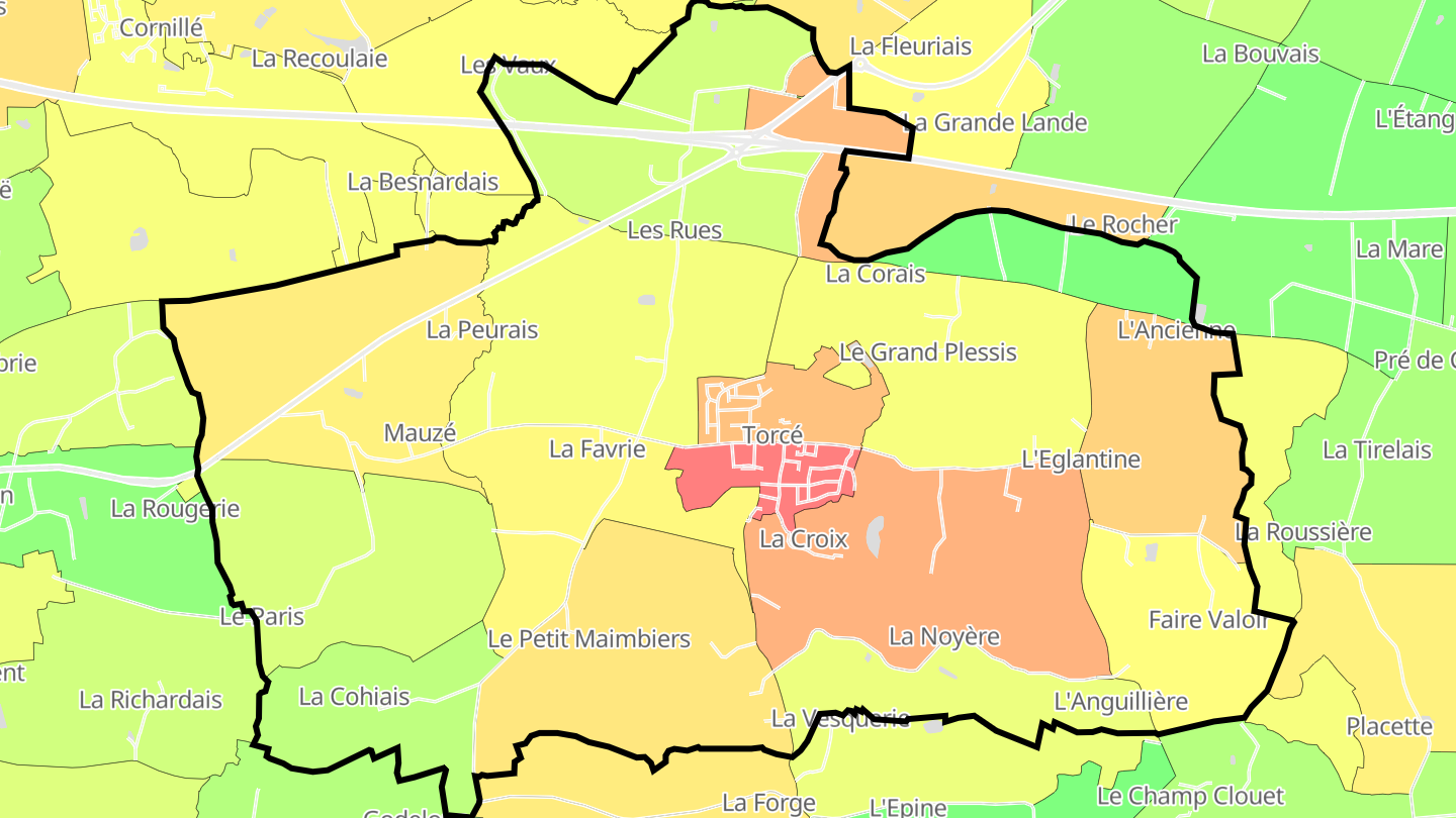 Carte des prix de l'immobilier Torcé