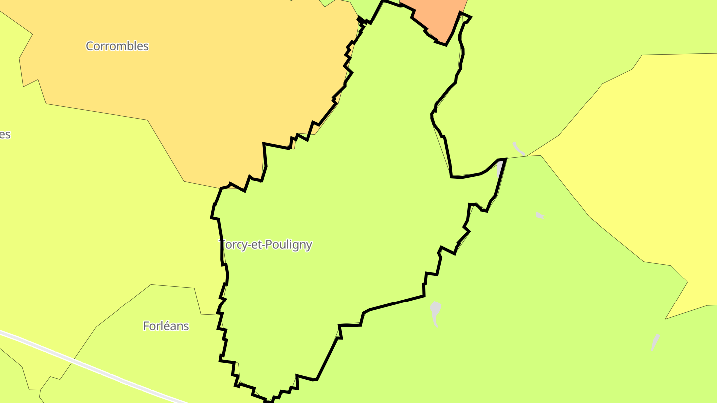 Carte des prix de l'immobilier Torcy-et-Pouligny