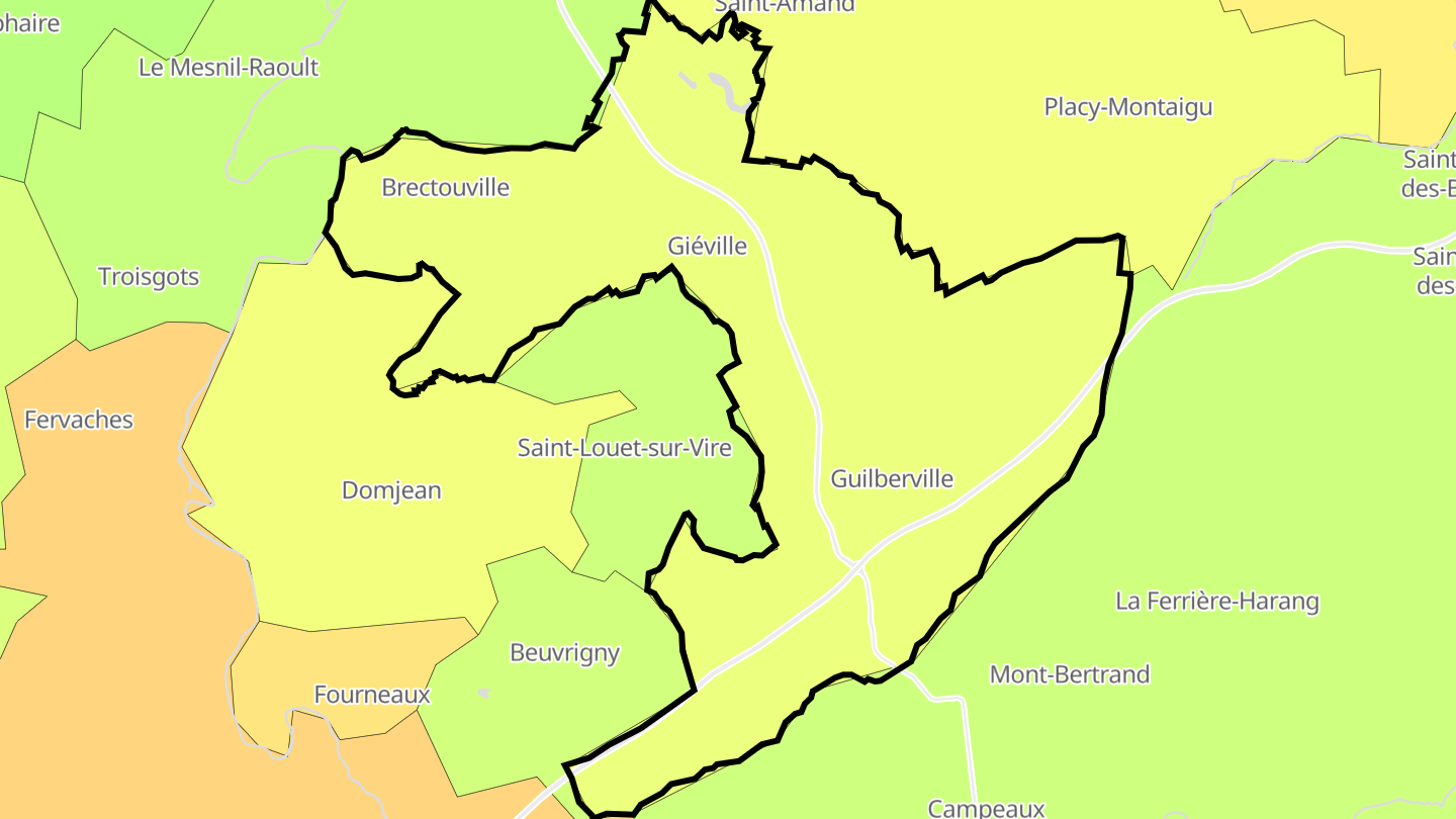 Carte des prix de l'immobilier Torigny-les-Villes