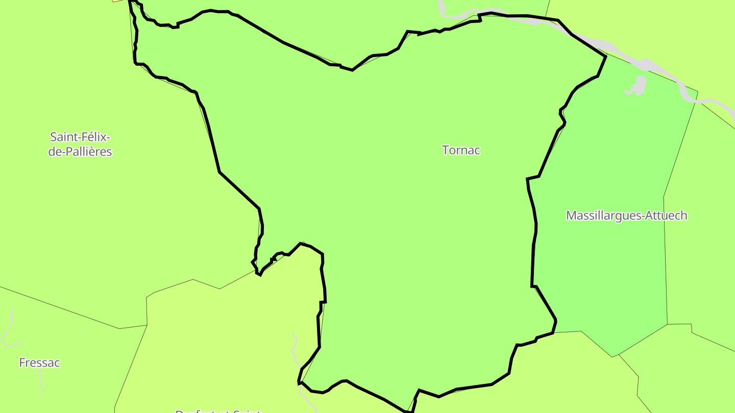 Carte des prix de l'immobilier Tornac