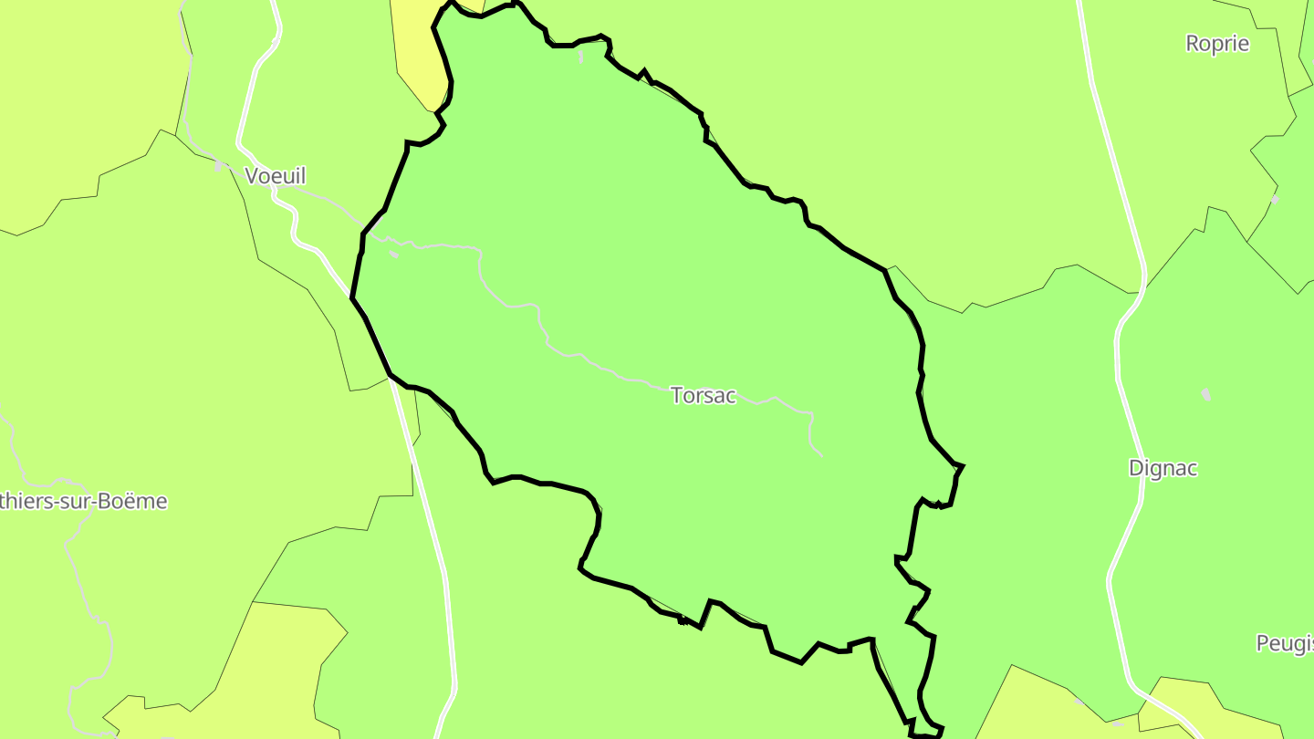 Carte des prix de l'immobilier Torsac