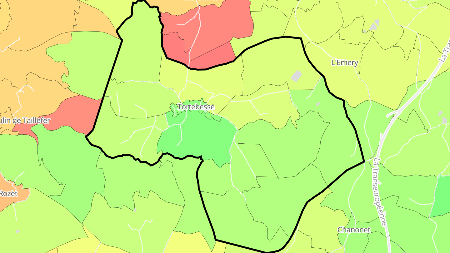 Carte des prix de l'immobilier Tortebesse