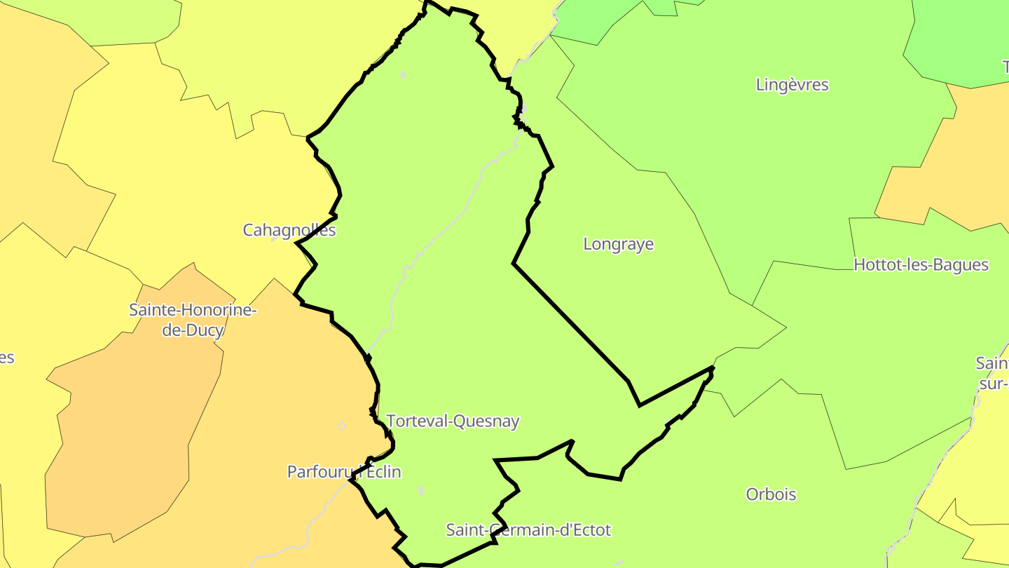 Carte des prix de l'immobilier Torteval-Quesnay