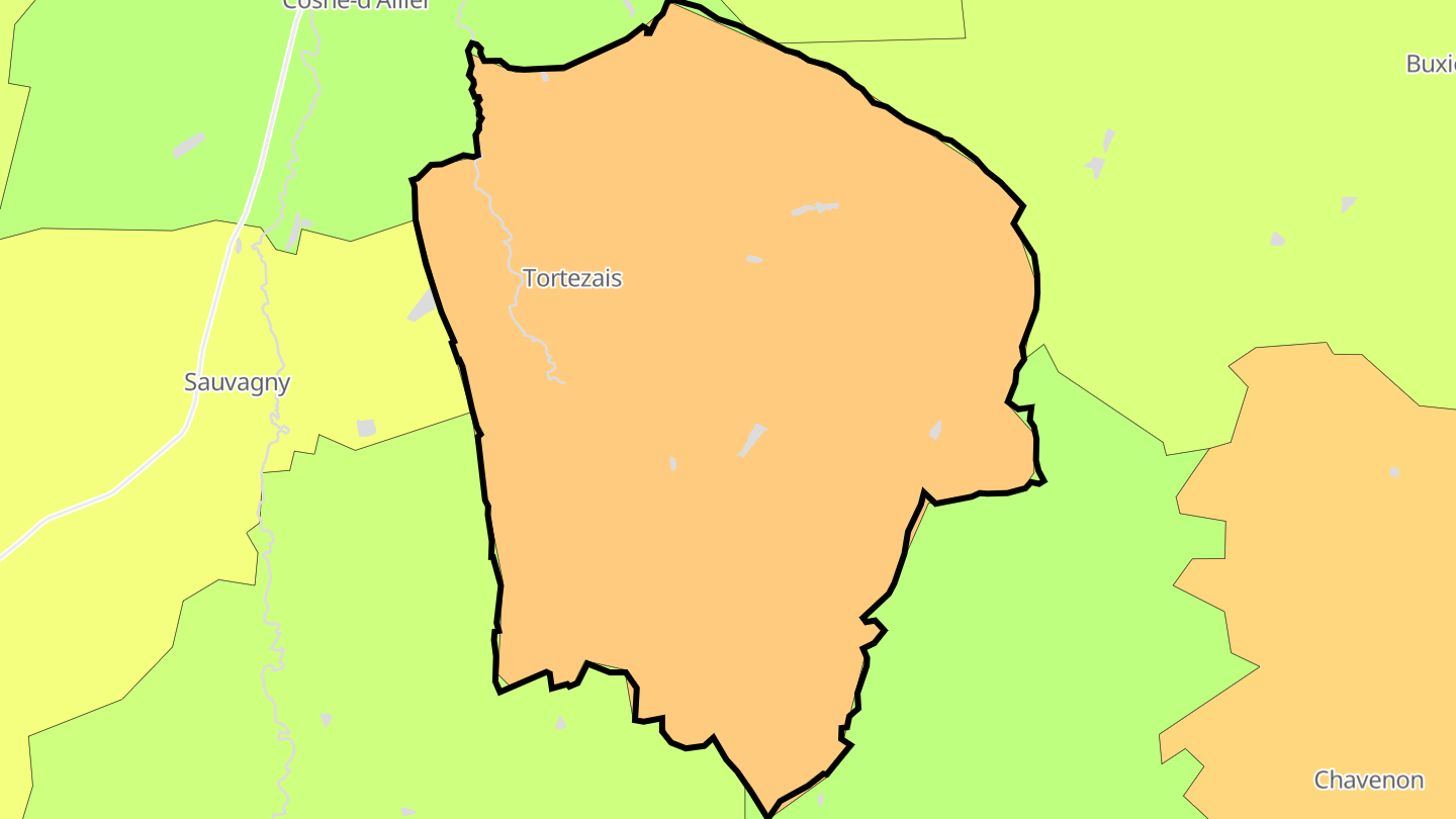 Carte des prix de l'immobilier Tortezais