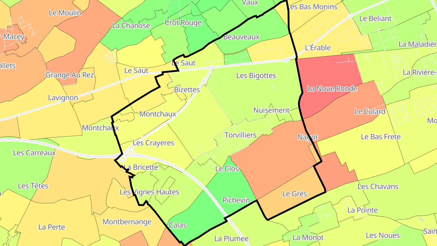 Carte des prix de l'immobilier Torvilliers