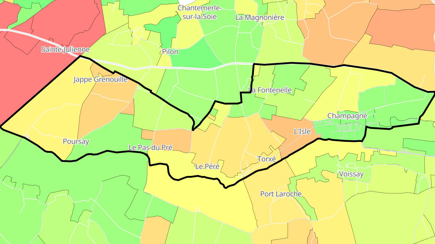 Carte des prix de l'immobilier Torxé