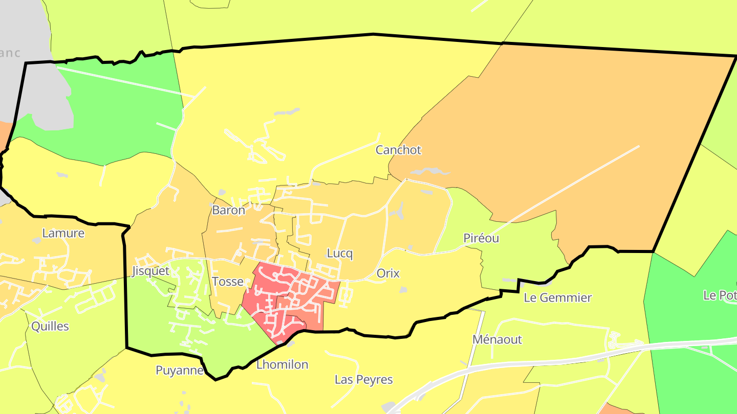 Carte des prix de l'immobilier Tosse