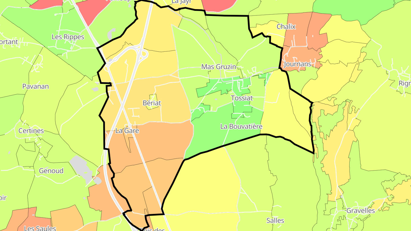 Carte des prix de l'immobilier Tossiat
