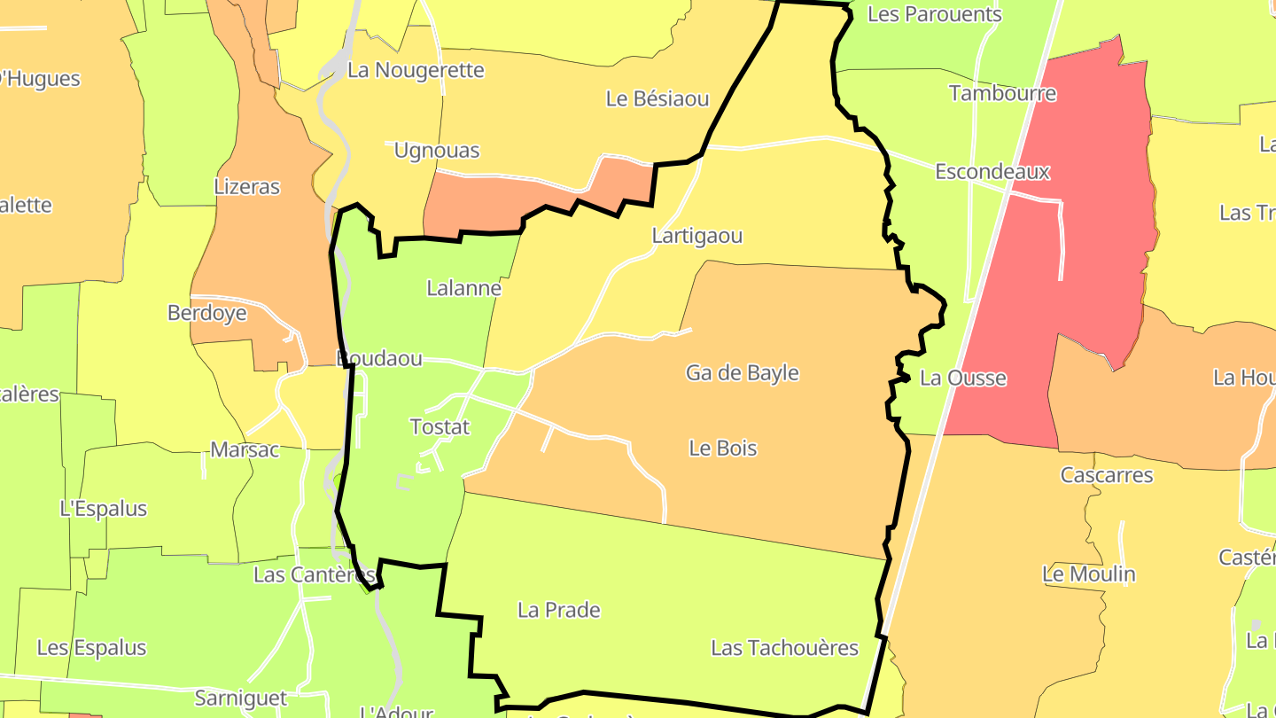 Carte des prix de l'immobilier Tostat