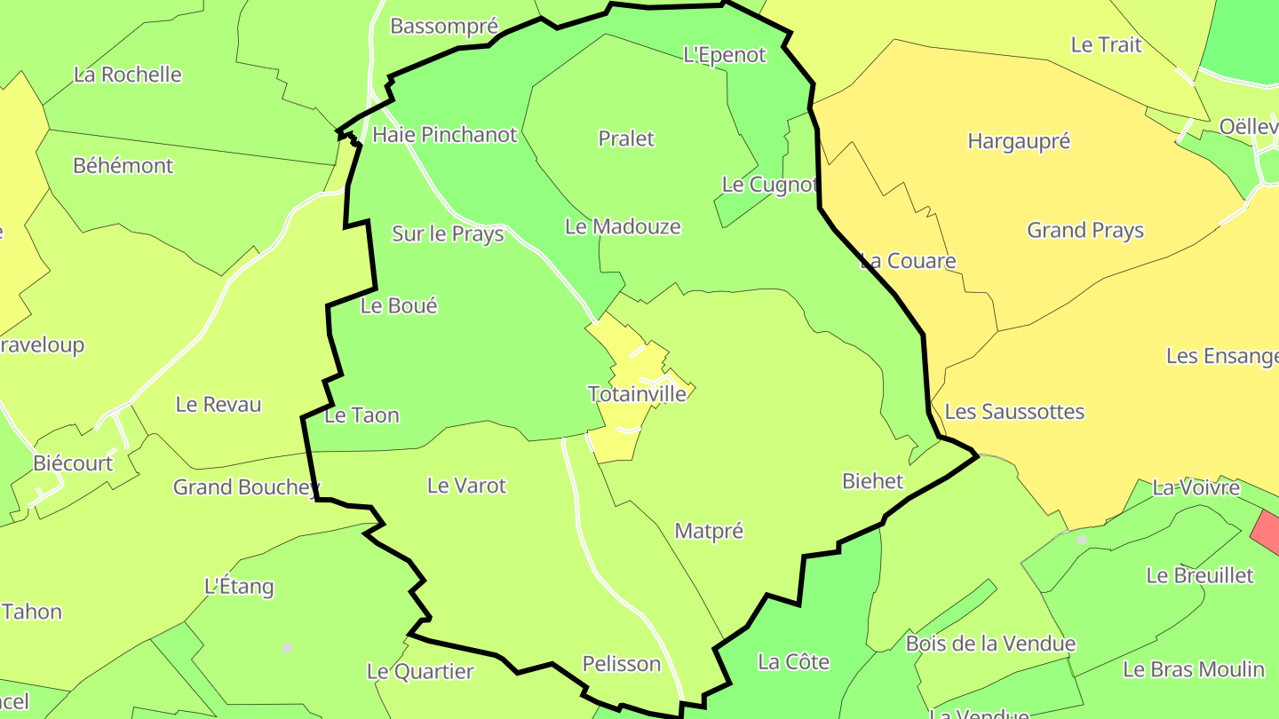 Carte des prix de l'immobilier Totainville