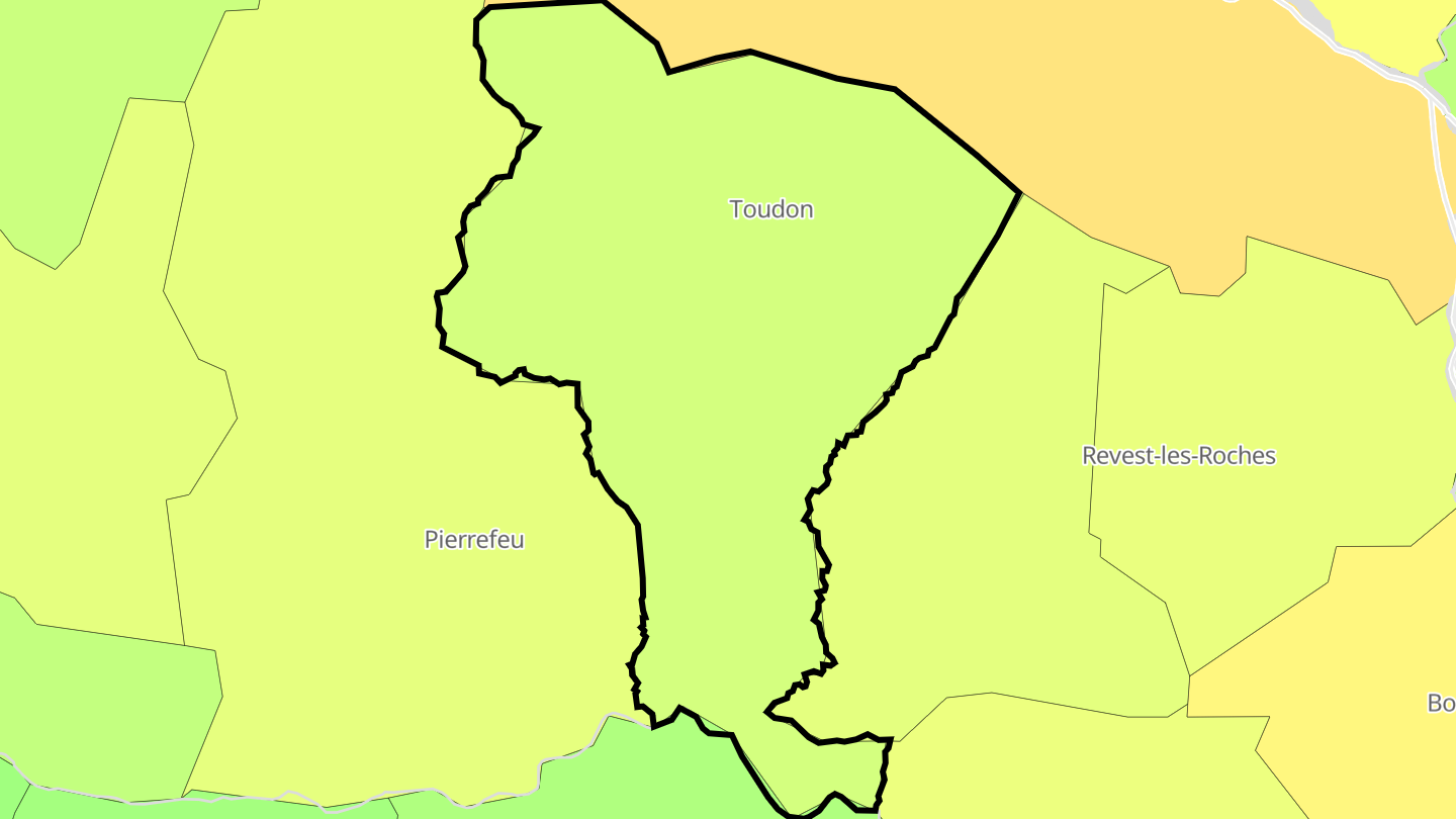Carte des prix de l'immobilier Toudon
