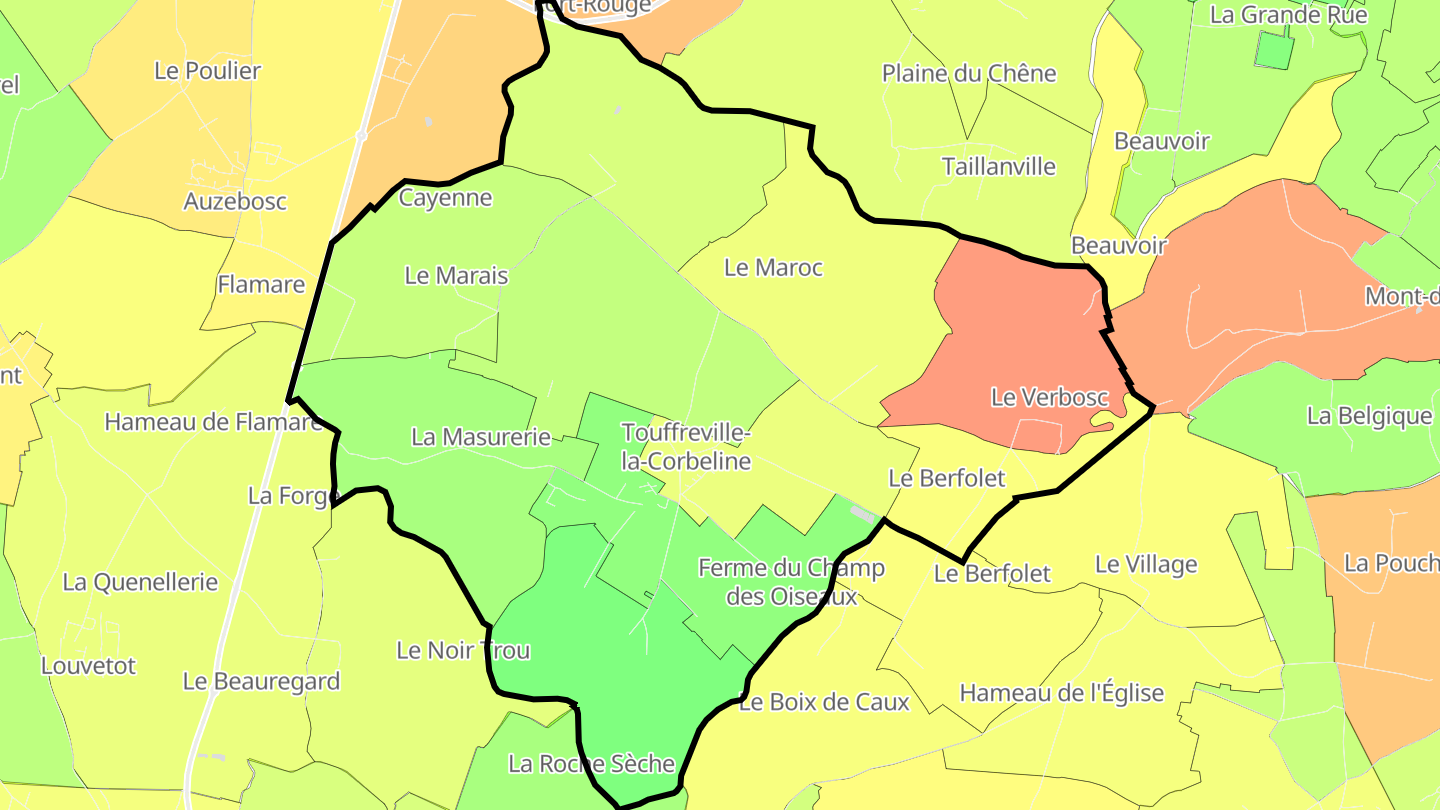 Carte des prix de l'immobilier Touffreville-la-Corbeline