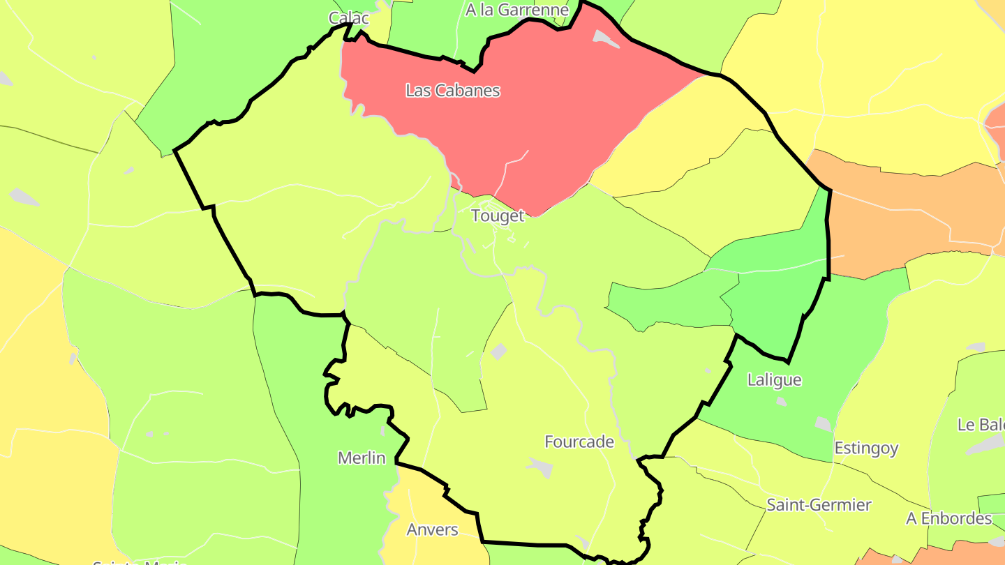 Carte des prix de l'immobilier Touget