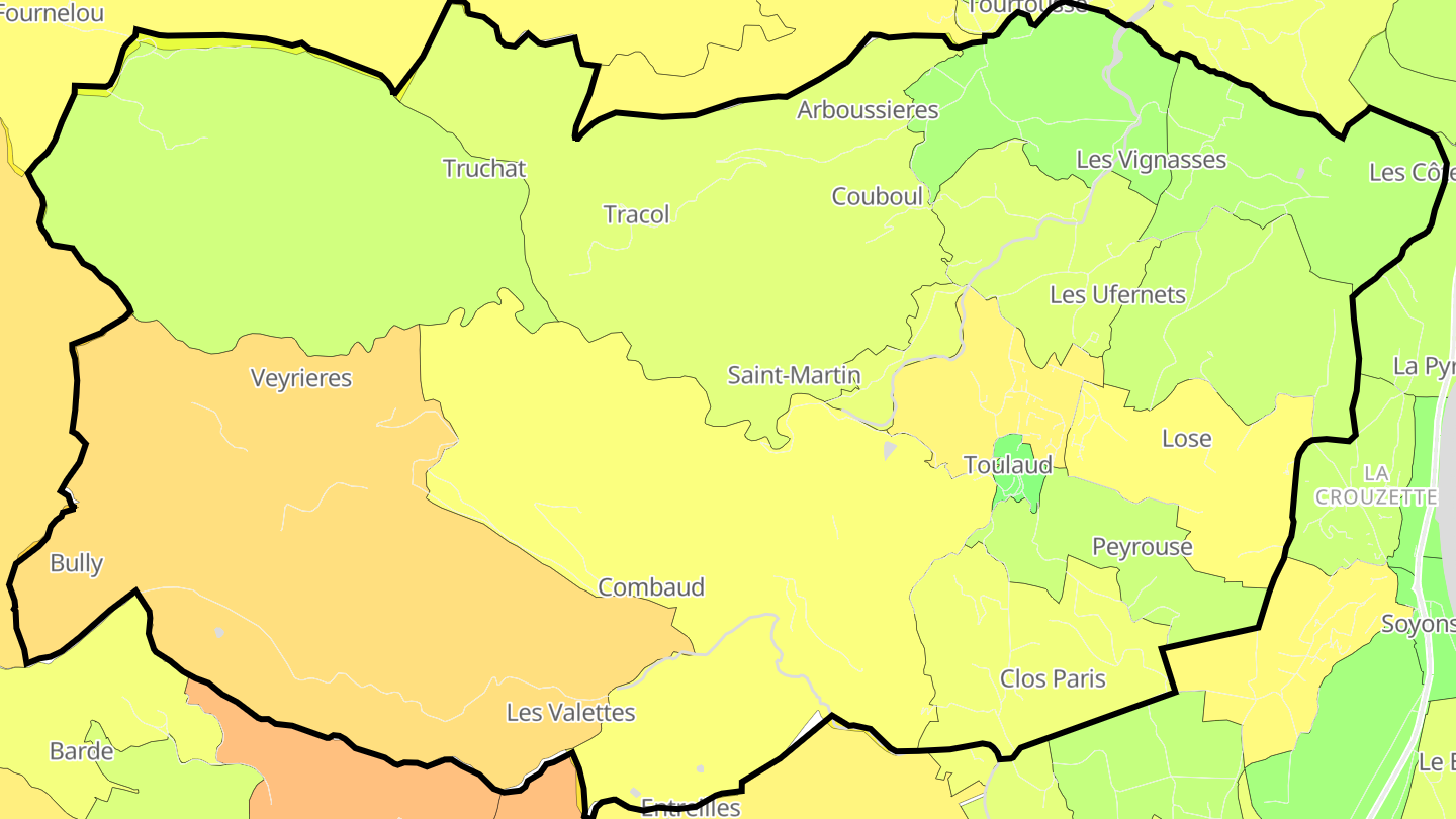 Carte des prix de l'immobilier Toulaud