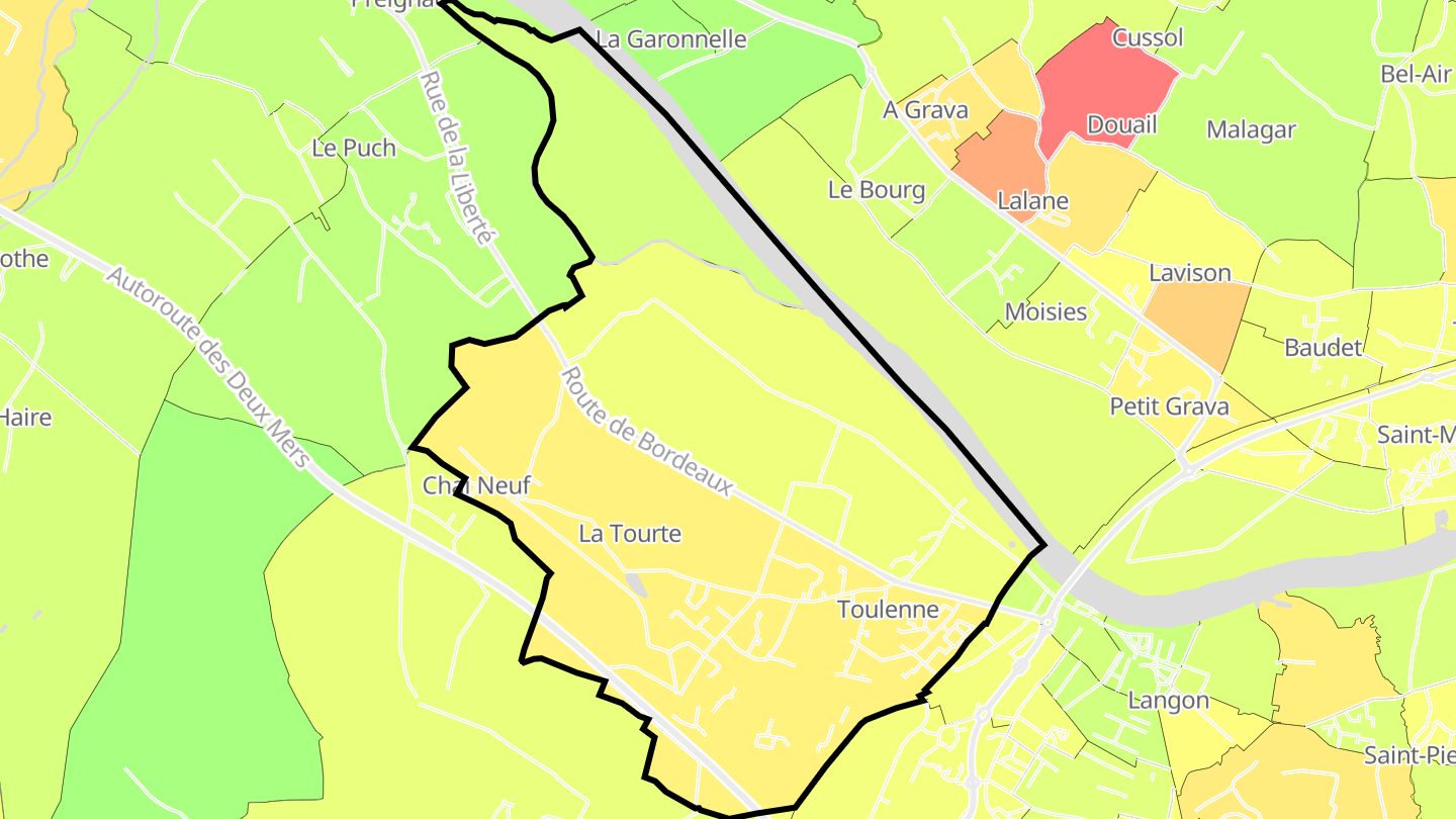 Carte des prix de l'immobilier Toulenne