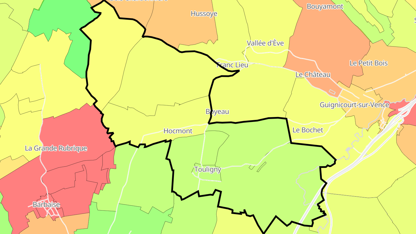 Carte des prix de l'immobilier Touligny
