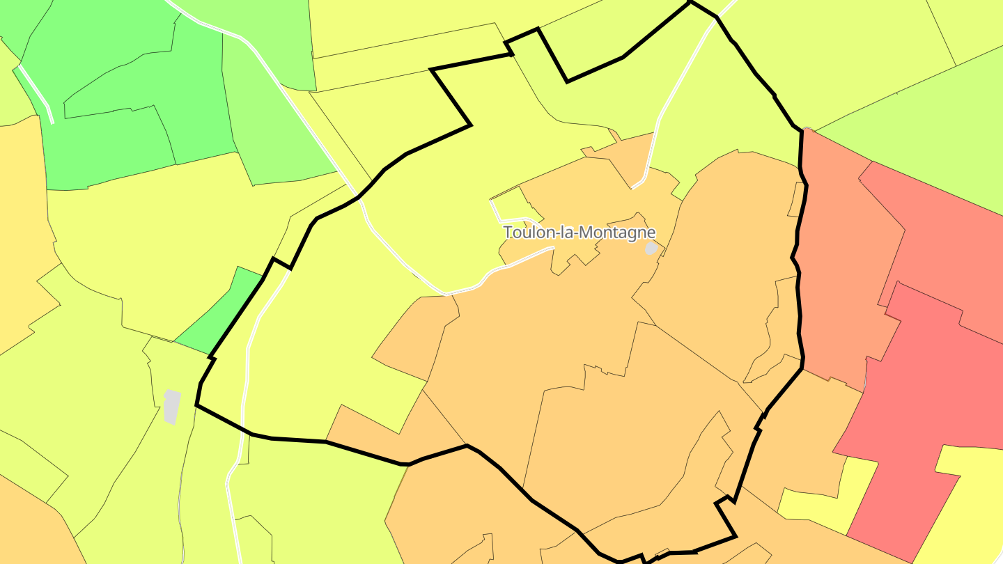 Carte des prix de l'immobilier Toulon-la-Montagne