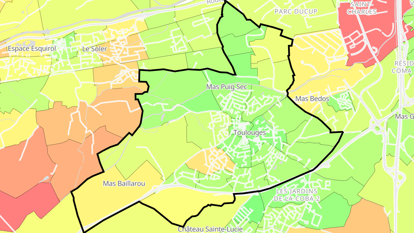 Carte des prix de l'immobilier Toulouges