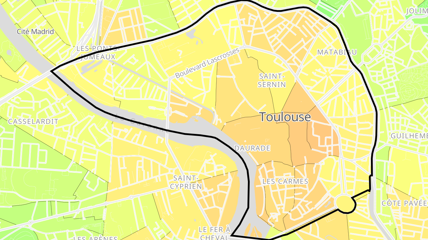 Carte des prix de l'immobilier Toulouse Centre