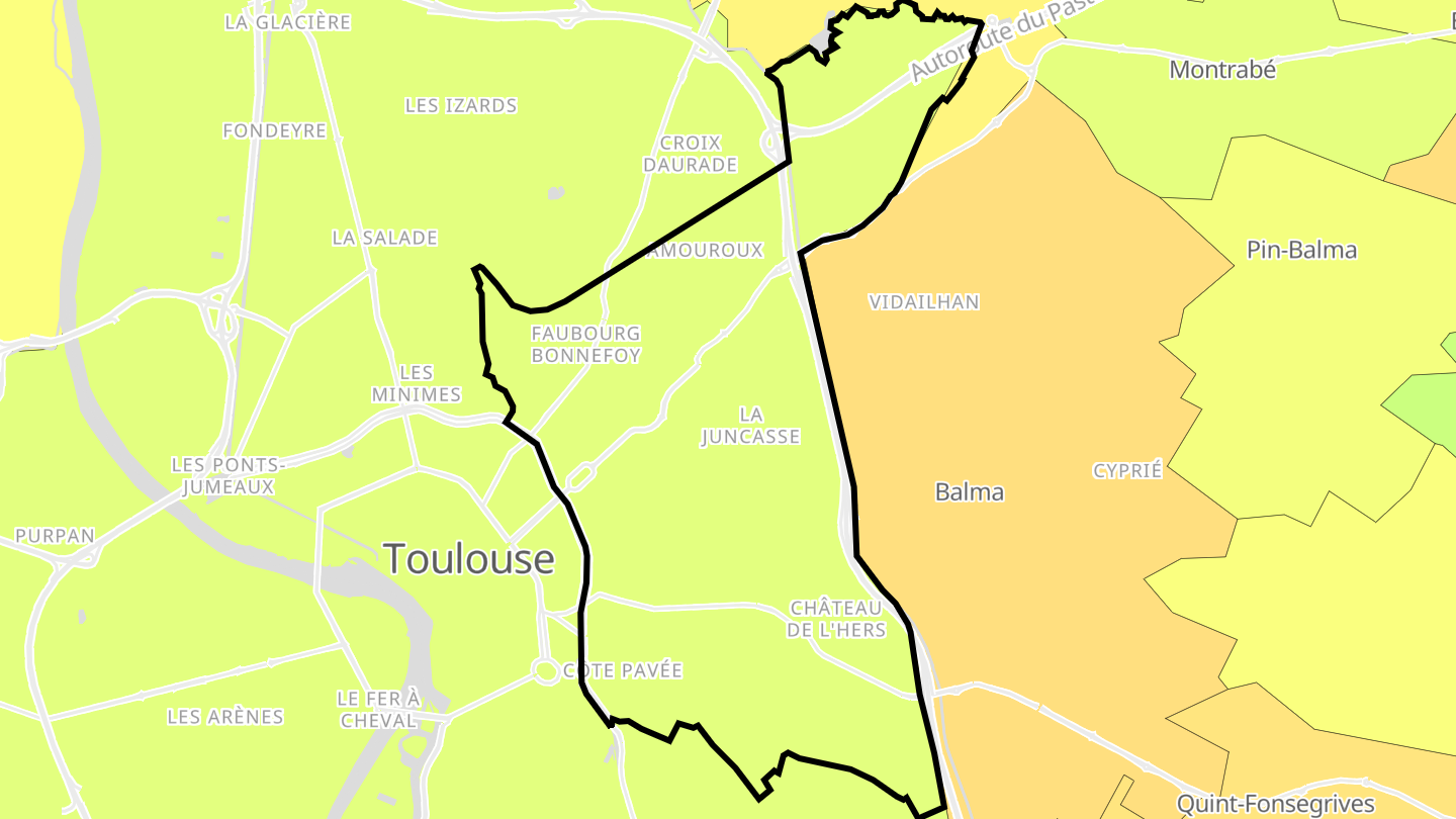 Carte des prix de l'immobilier Toulouse Est