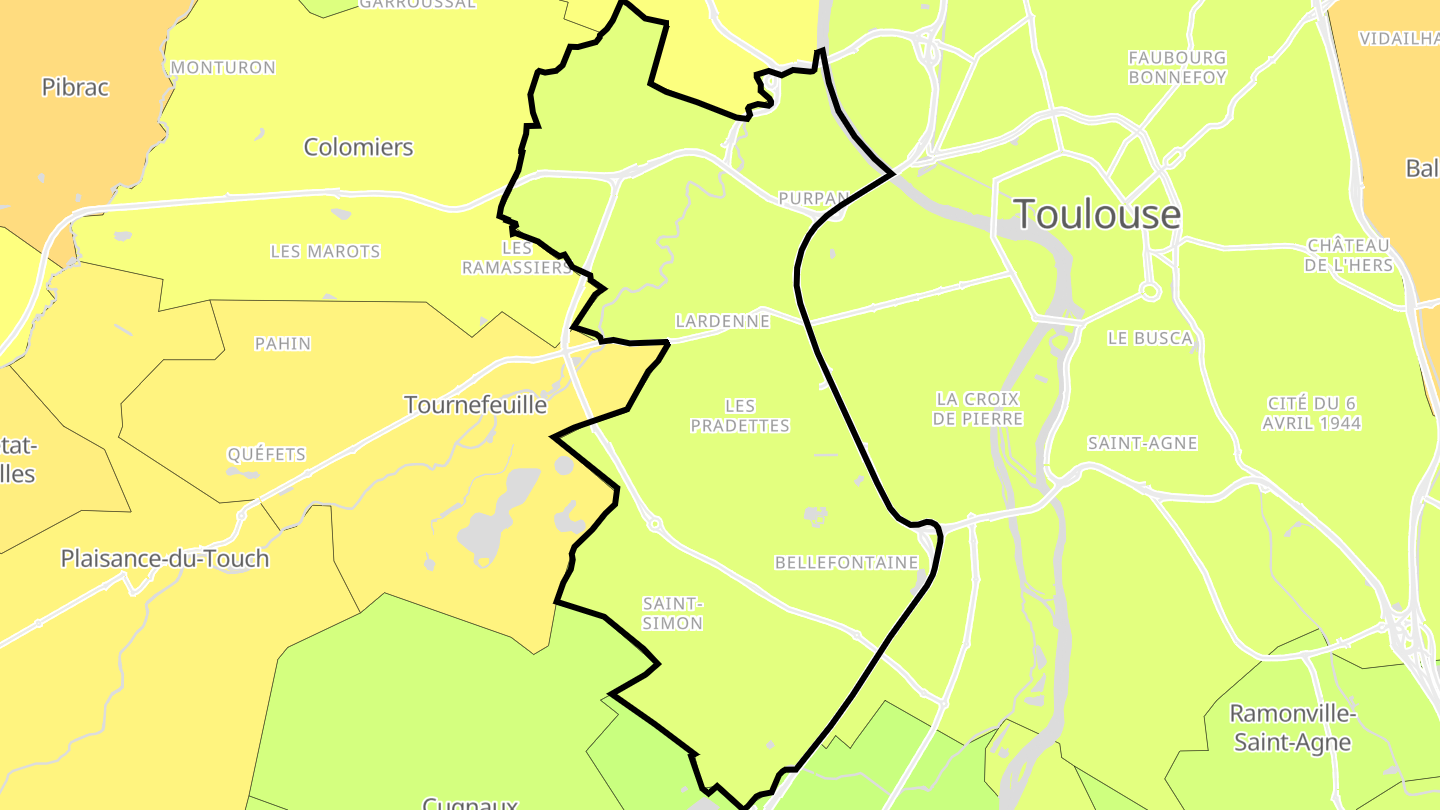 Carte des prix de l'immobilier Toulouse Ouest