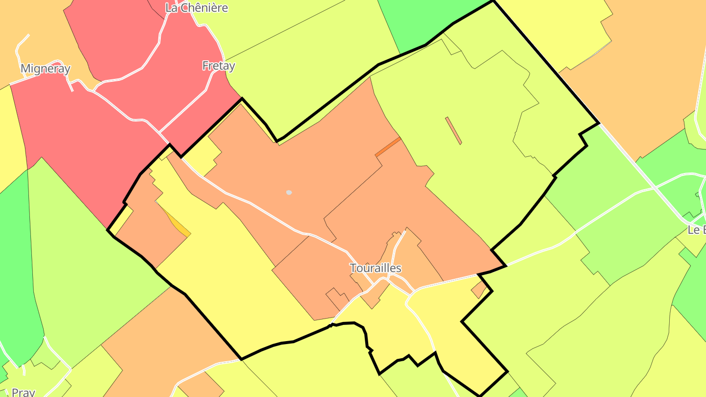 Carte des prix de l'immobilier Tourailles