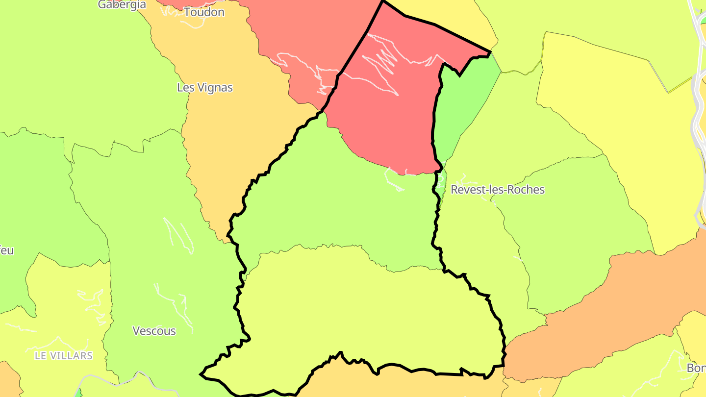Carte des prix de l'immobilier Tourette-du-Château