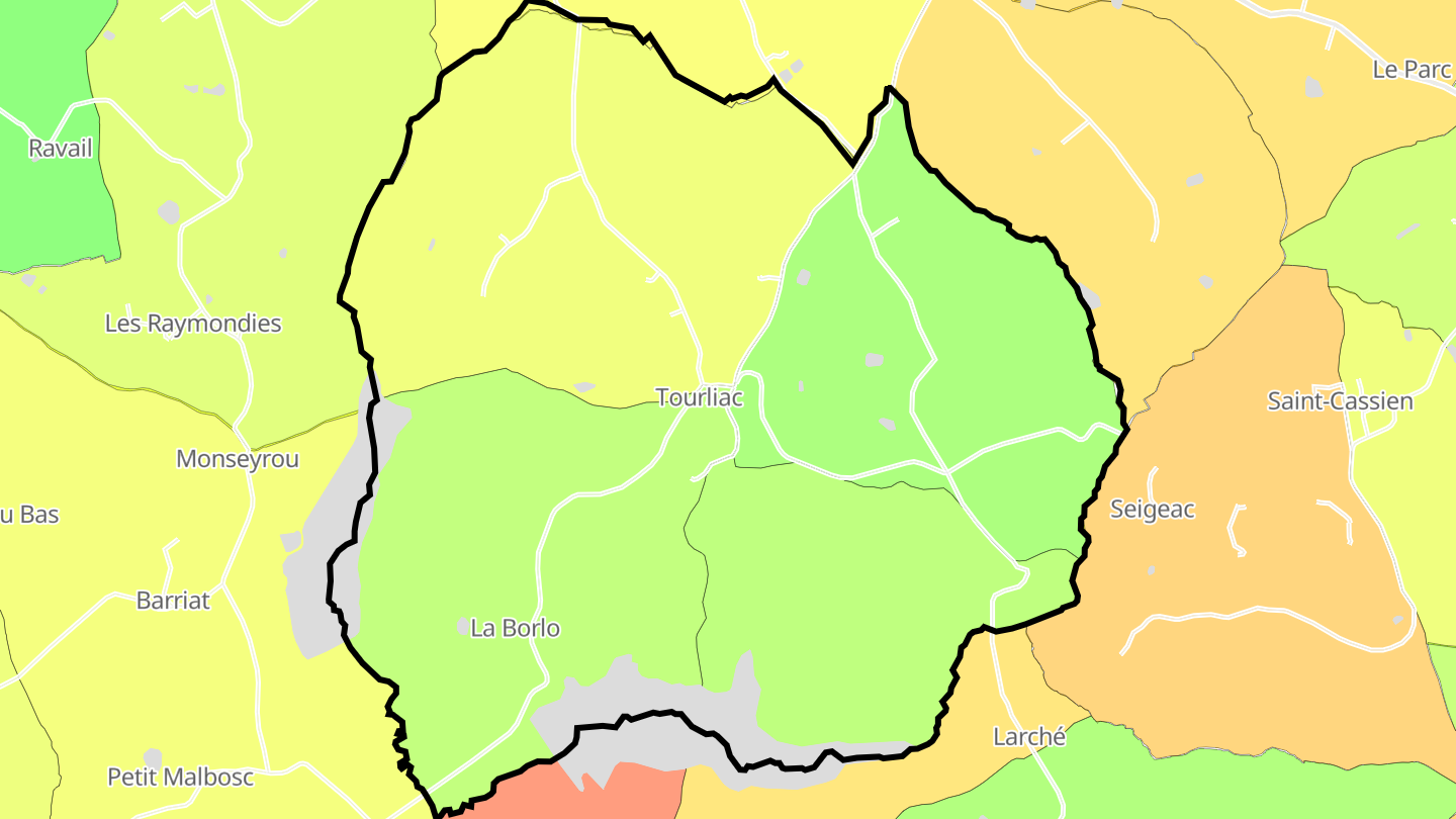 Carte des prix de l'immobilier Tourliac