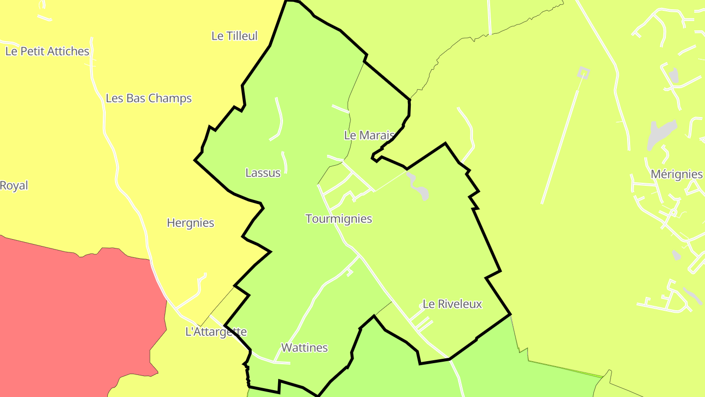 Carte des prix de l'immobilier Tourmignies