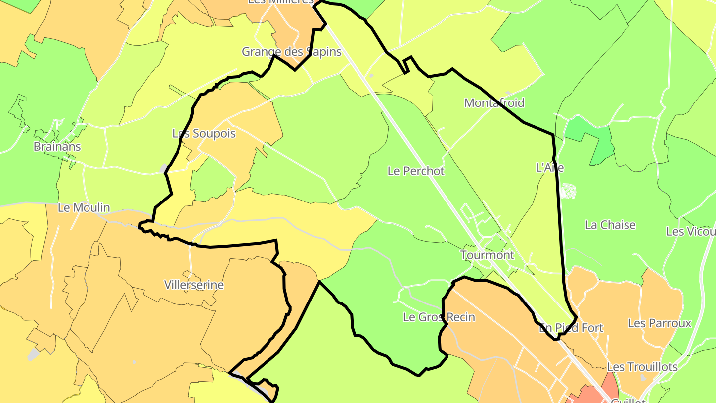 Carte des prix de l'immobilier Tourmont