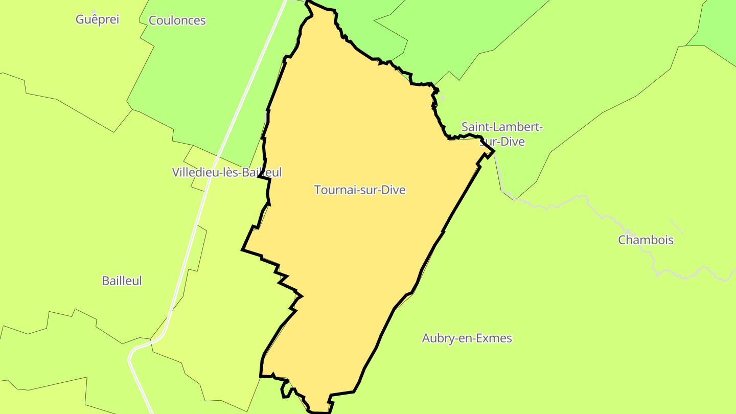 Carte des prix de l'immobilier Tournai-sur-Dive