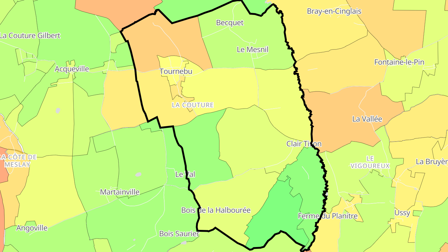 Carte des prix de l'immobilier Tournebu