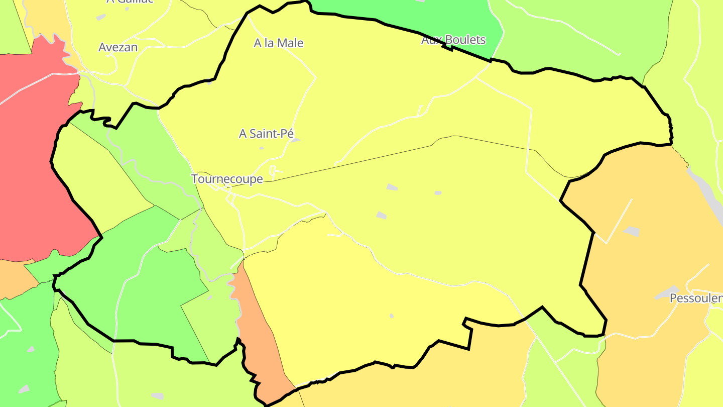 Carte des prix de l'immobilier Tournecoupe