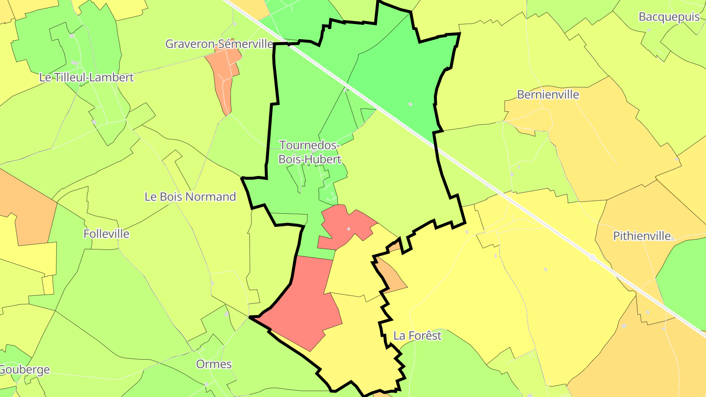 Carte des prix de l'immobilier Tournedos-Bois-Hubert