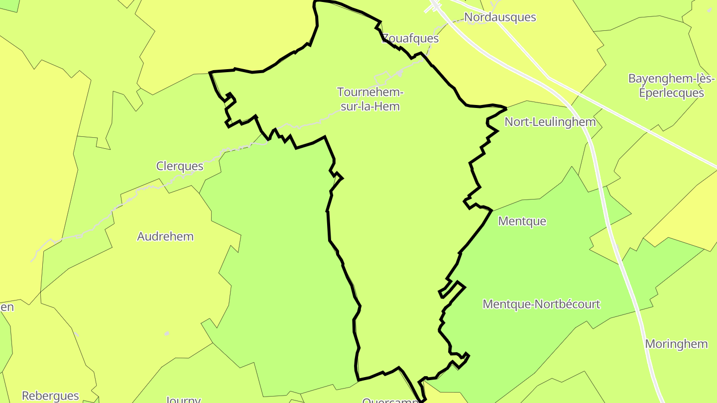 Carte des prix de l'immobilier Tournehem-sur-la-Hem