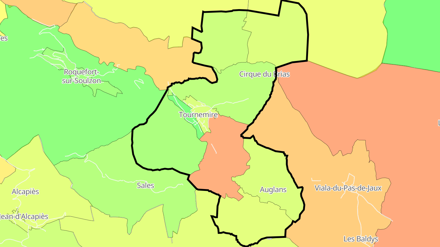 Carte des prix de l'immobilier Tournemire