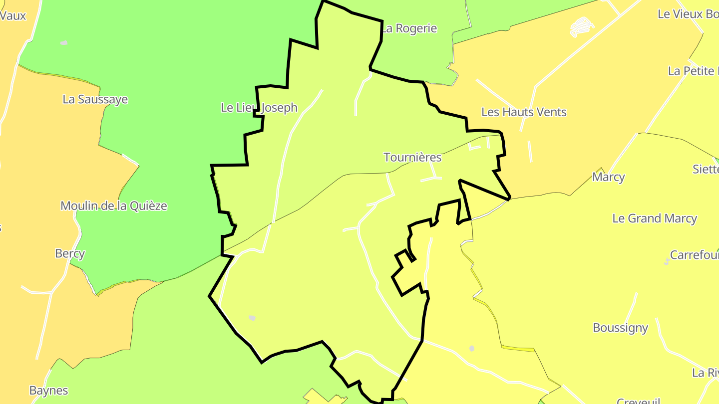 Carte des prix de l'immobilier Tournières