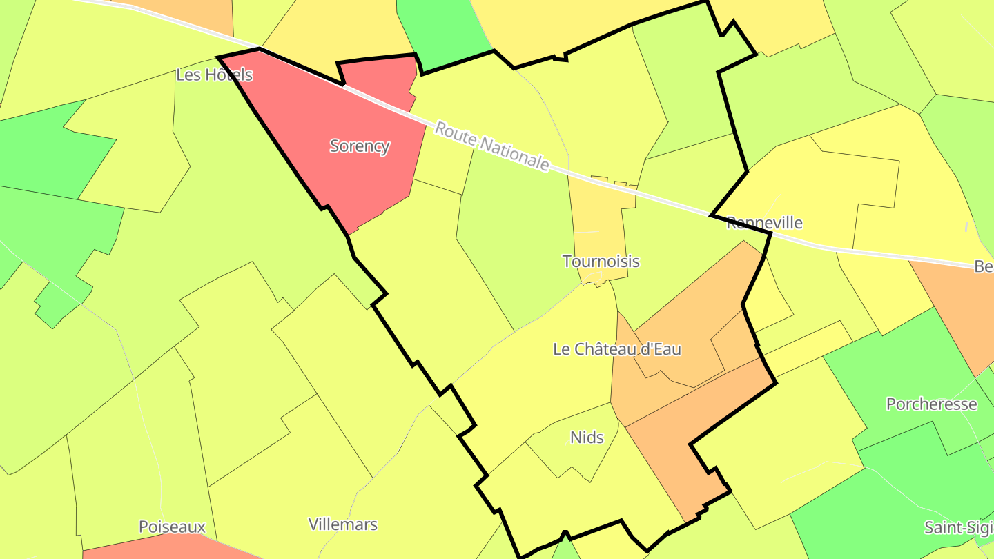 Carte des prix de l'immobilier Tournoisis