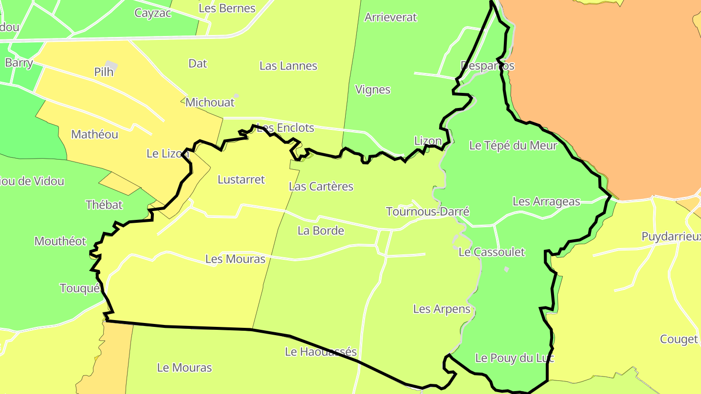 Carte des prix de l'immobilier Tournous-Darré